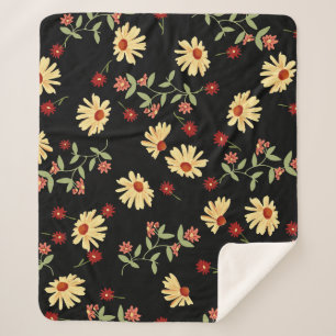 Autumn Sunflowers: Red-Orange Harmony. Sherpa Blanket