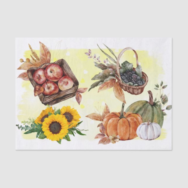 Autumn Sunflowers Thanksgiving Pumpkin Harvest Tissue Paper (Front)