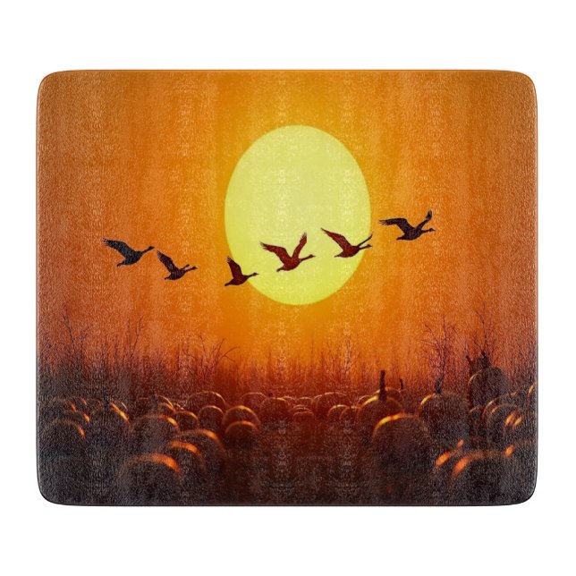 Autumn Sunset Glass Cutting Board (Front)