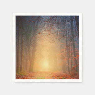 Autumn Sunset in the Forest Paper Napkin