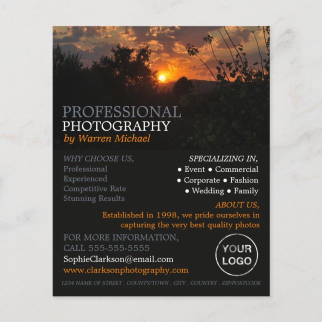Autumn Sunset, Photography, Photographer Hire Flyer (Front)
