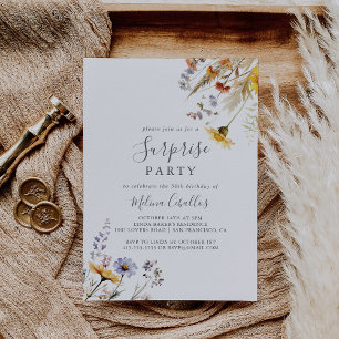 Autumn Sunshine Elegant Wildflower Surprise Party Invitation