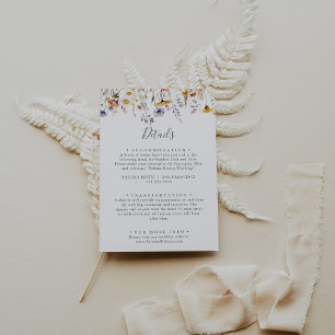 Autumn Sunshine Elegant Wildflower Wedding Details Enclosure Card