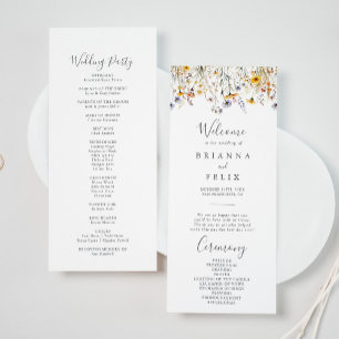 Autumn Sunshine Elegant Wildflower Wedding Program