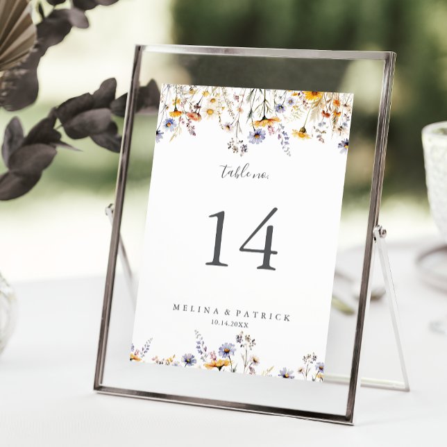 Autumn Sunshine Elegant Wildflower Wedding Table Number (Creator Uploaded)
