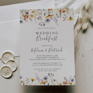 Autumn Sunshine Wildflower Wedding Breakfast Invitation