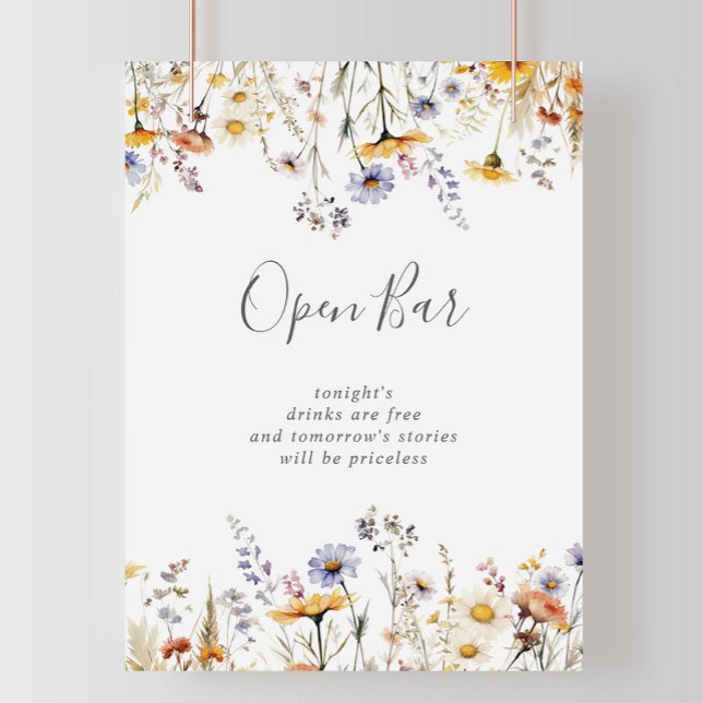 Autumn Sunshine Wildflower Wedding Open Bar  Poster (Creator Uploaded)