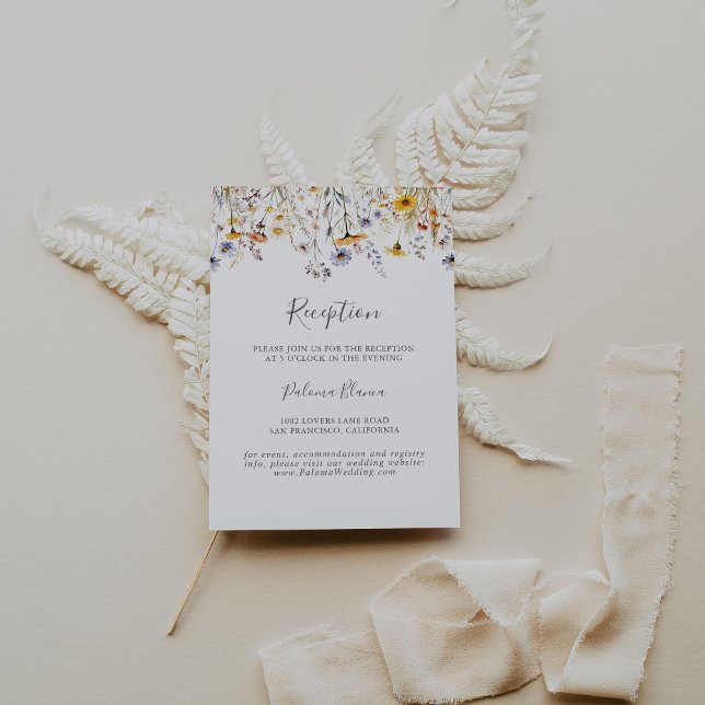 Autumn Sunshine Wildflower Wedding Reception Enclosure Card (Creator Uploaded)