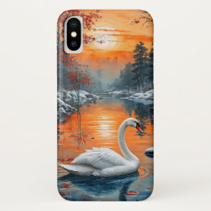 Autumn swan on lake iPhone x case