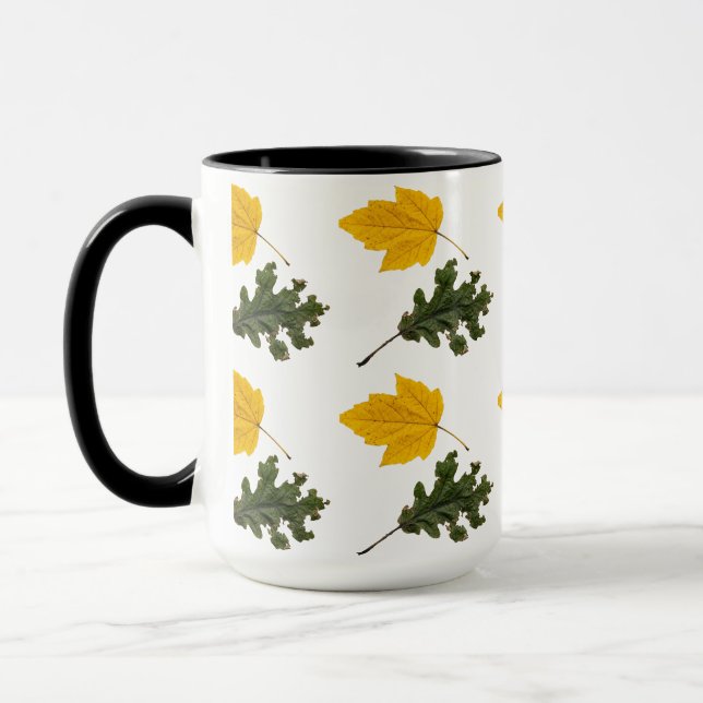 Autumn Symmetry Leaf Pattern Mug (Left)