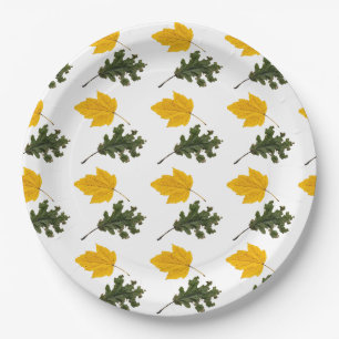Autumn Symmetry Leaf Pattern Paper Plate