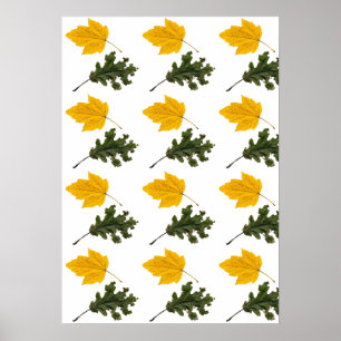 Autumn Symmetry Leaf Pattern Poster