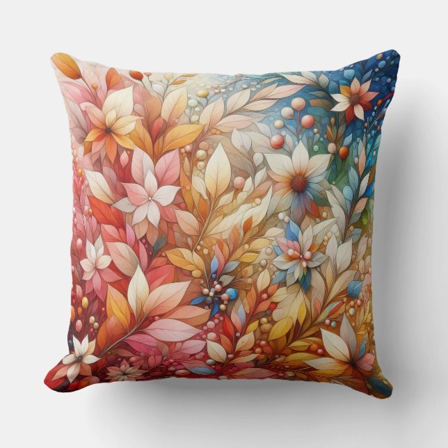 “Autumn Symphony: A Floral Illustration” Cushion (Front)
