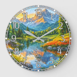 Autumn Symphony.  Floral Harmony of Nature. Large Clock