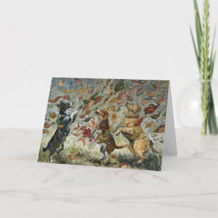 Autumn Tailwag Whimsical Golden Retriever Dogs Card