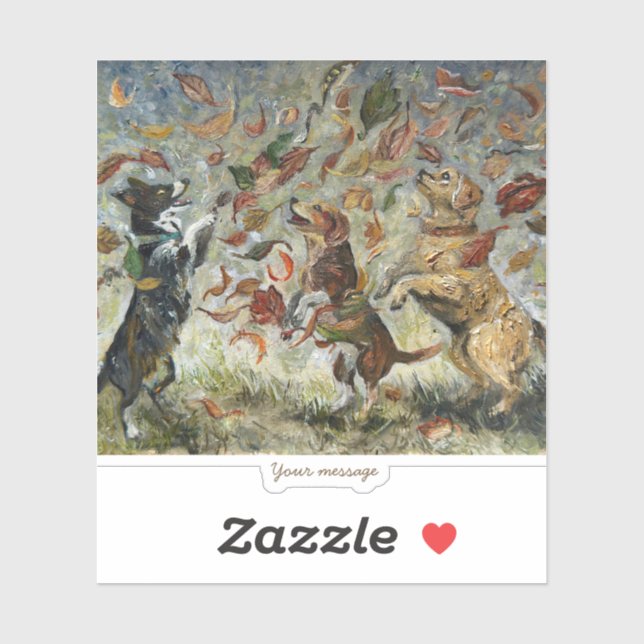 Autumn Tailwag Whimsical Golden Retriever Dogs Oil (Sheet)