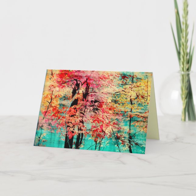 Autumn tapestry, Fall greeting cards, trees Card (Front)