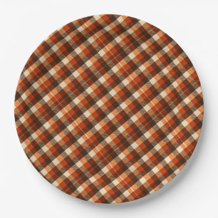 Autumn Tartan Plaid Pattern   Rustic Fall  Paper Plate