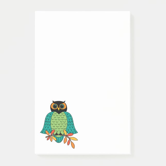 Autumn Teal Owl Large Post-it Notes (Front)