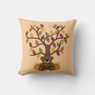 Autumn Teddy Bear Throw Pillow Home Decor