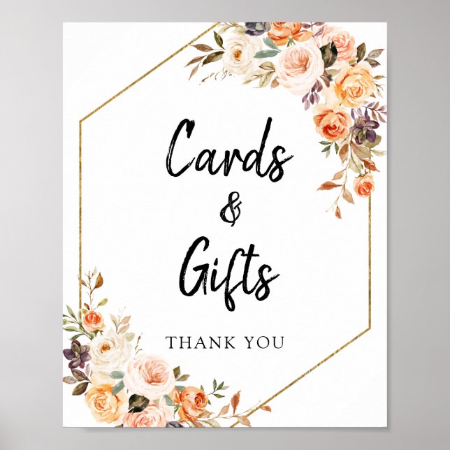 Autumn Terracotta Floral Cards and Gifts Sign (Front)