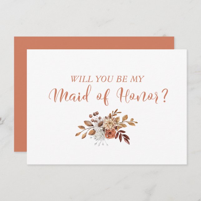 Autumn Terracotta Floral Maid of Honour Proposal (Front/Back)