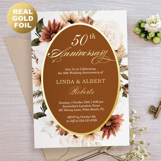 Autumn Terracotta Floral Wedding Anniversary Gold (Creator Uploaded)
