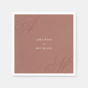 Autumn Terracotta Modern Edge Elegant Monogram Napkin