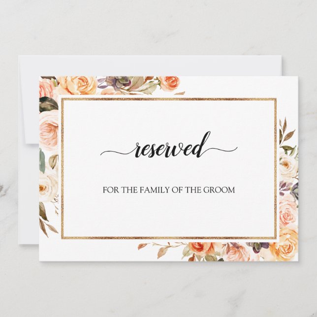 Autumn Terracotta Orange Floral Wedding Reserved Invitation (Front)