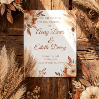 Autumn Terracotta Wedding Invitation | Rustic Fall