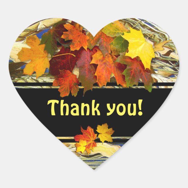 Autumn Thank You Heart Sticker (Front)