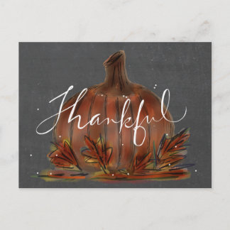 Autumn "Thankful" Pumpkin Postcard