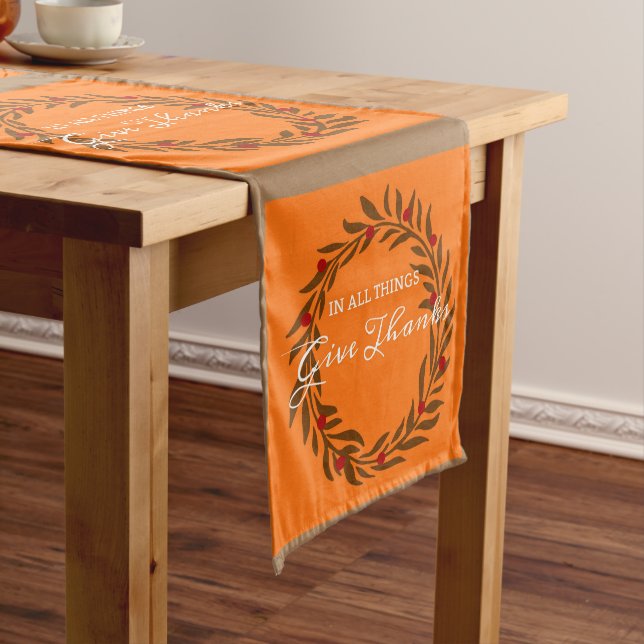Autumn Thankful Wreath Message Long Table Runner (In Situ)