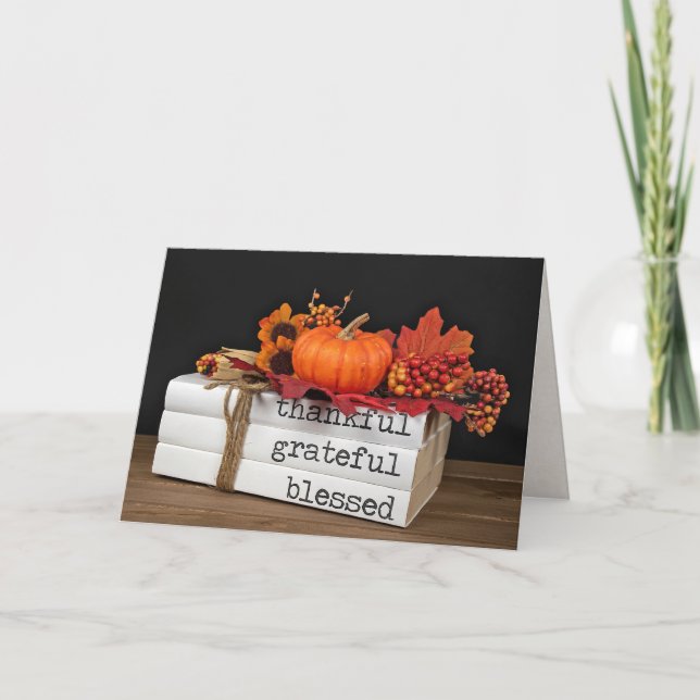 Autumn Thanksgiving Books Card (Front)
