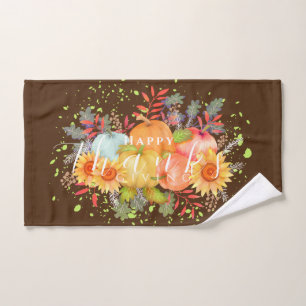Autumn Thanksgiving Brown Hand Towel