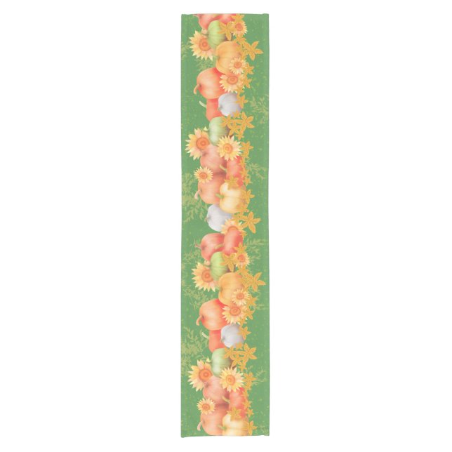 Autumn Thanksgiving Green Table Runner (Front)