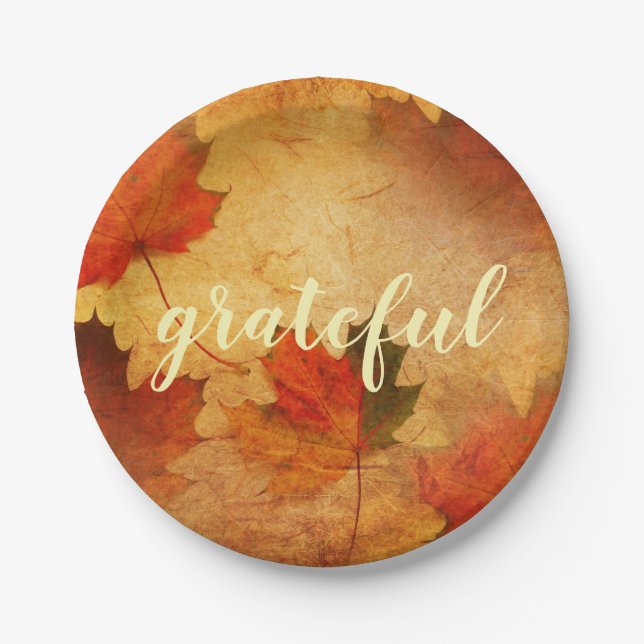 Autumn Thanksgiving Holiday Custom Paper Plate (Front)
