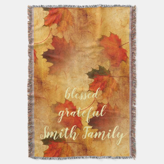 Autumn Thanksgiving Holiday Custom Throw Blanket (Front Vertical)