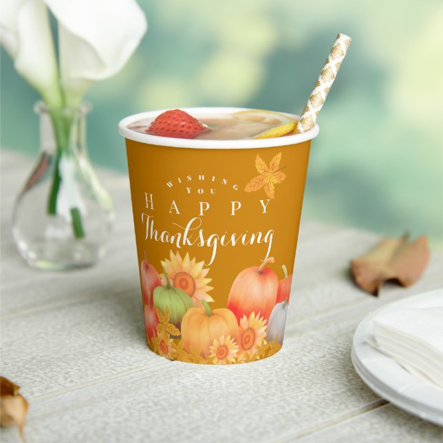 Autumn Thanksgiving Mustard Paper Cups (Insitu)