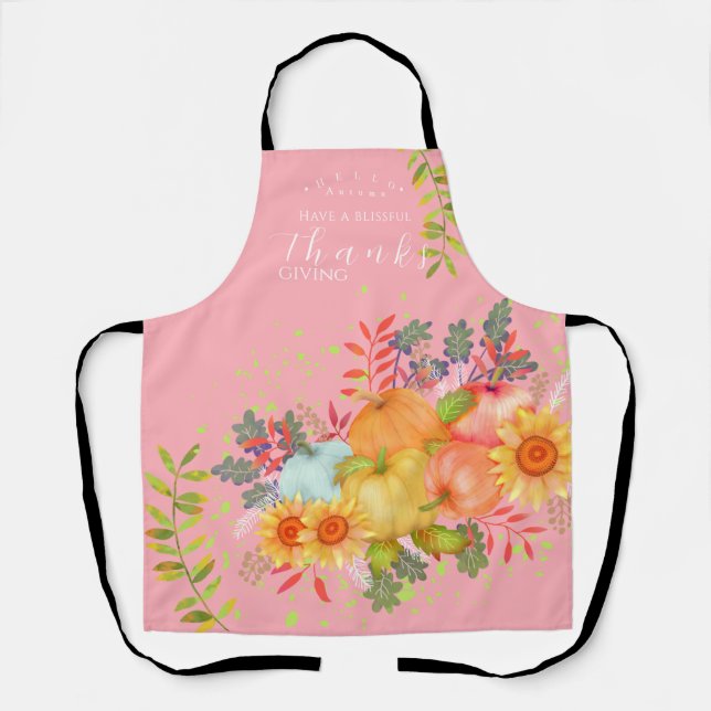 Autumn Thanksgiving Pink Apron (Front)