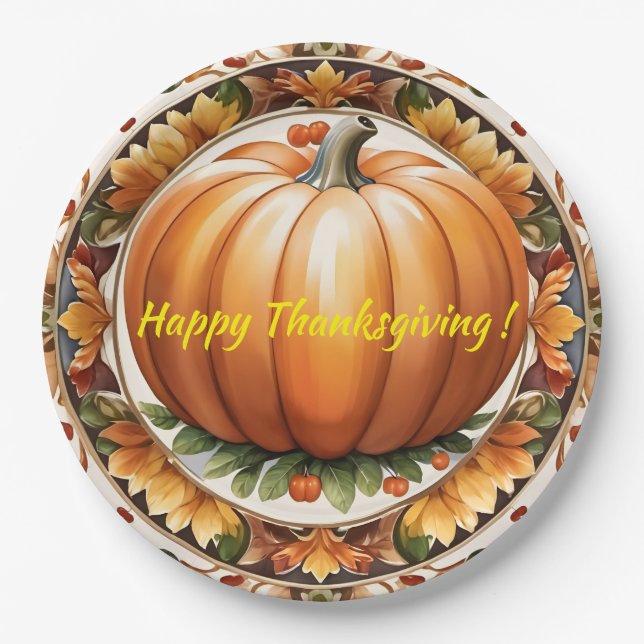 Autumn Thanksgiving Popular Pumpkin Collection Paper Plate (Front)