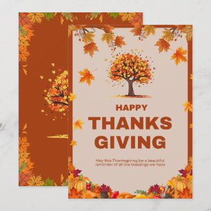 Autumn Thanksgiving Tree Poster Art Invitation