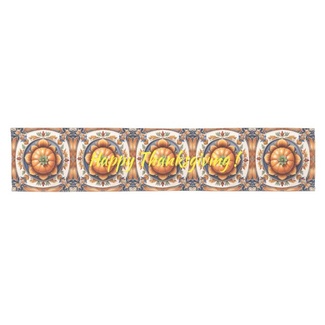 Autumn Thanksgiving Trendy Pumpkin Collection Short Table Runner (Horizontal)