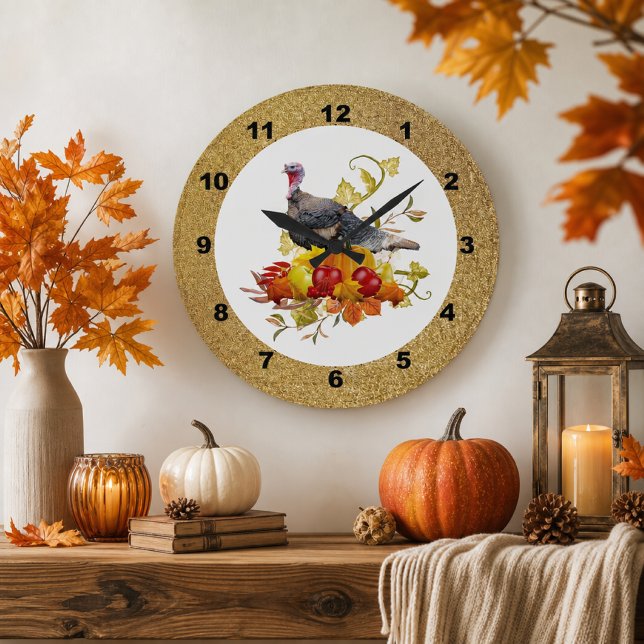 Autumn / Thanksgiving Turkey Pumpkin Wall Clock (Creator Uploaded)