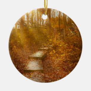 Autumn - The morning hike Ceramic Ornament