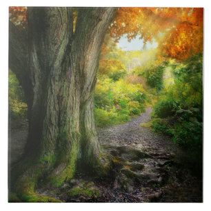 Autumn - The path to grannies house Ceramic Tile