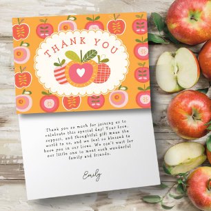 Autumn Theme Apple of Our Eye Pattern Baby Shower  Thank You Card