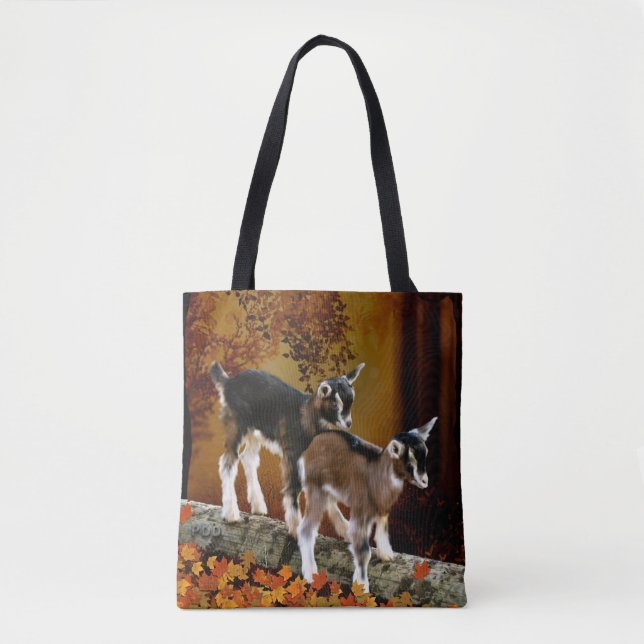 Autumn Theme Baby Goats Tote Bag (Front)