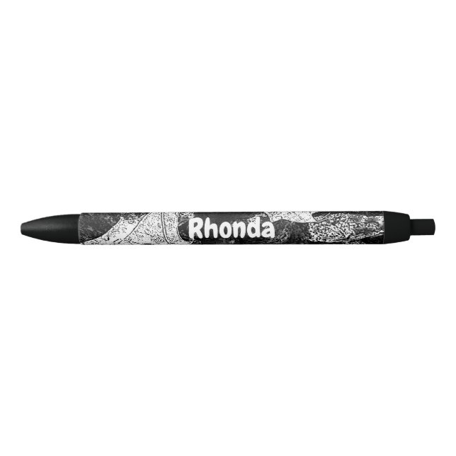 Autumn Theme Black and White Leaf Ink Pen (Front)