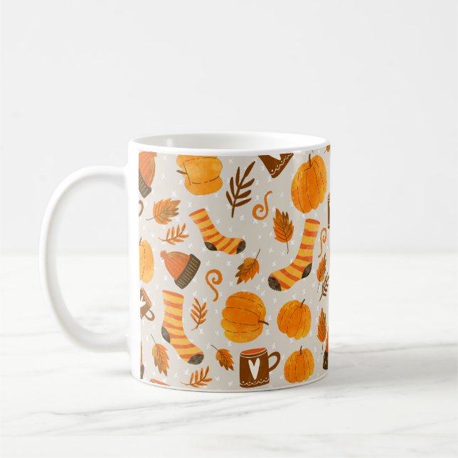 Autumn Theme Seamless Pattern Tile Coffee Mug (Left)